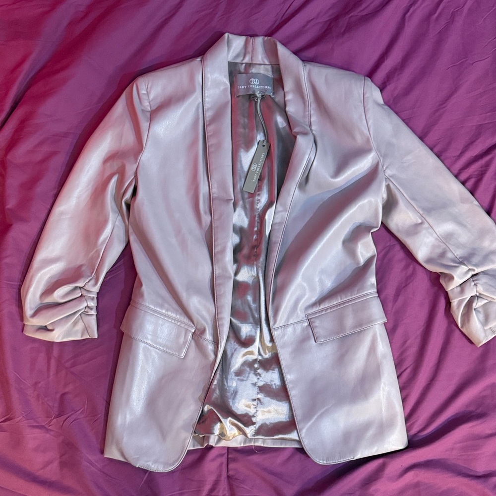 Tart Collections Kia Vegan Leather Jacket Blazer Size XS Light Pink Rose Boho